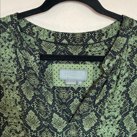 Anthropologie Green Snake Print Shift Dress - Picture 4 of 9